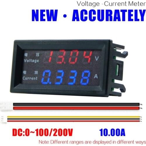 4 Digits High Precision DC 100V 200V 10A Voltmeter Ammeter Dual LED Digital Display Amp Volt Merter Panel Gauge