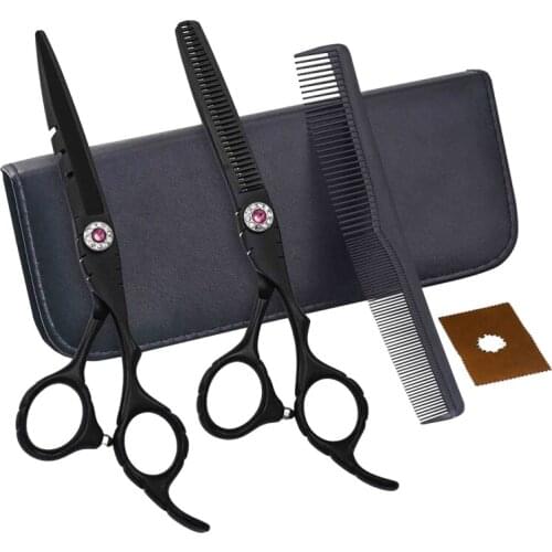 6 Inch Black Wholesale Hair Cutting Thinning Shears Set Barber Salon Scissors