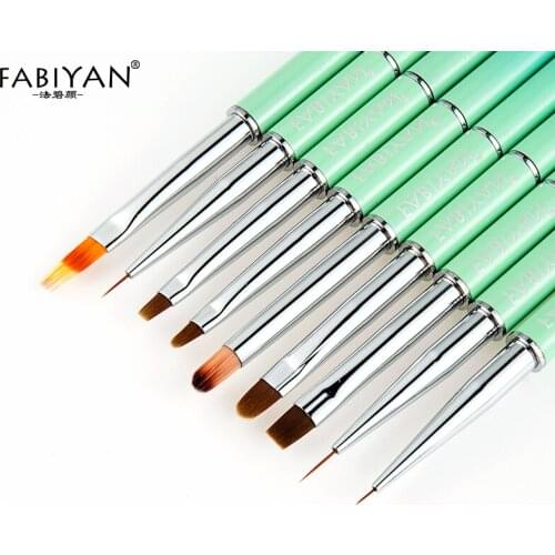 9 Tyle Detachable Nail Art Line Pen Flat Round Liner Painting Flower Brush Carving Blue Gradient Drawing Builder Manicure Tools