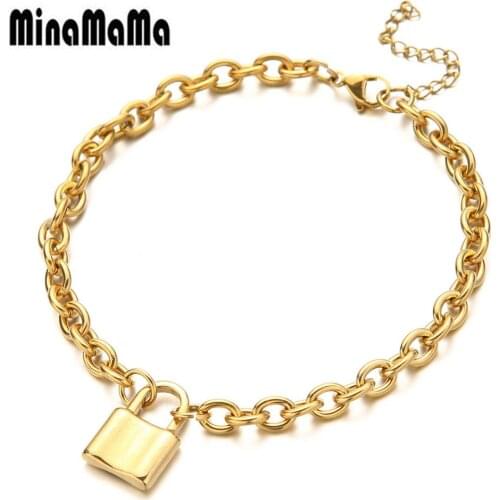Stainless Steel Padlock Charms Anklets Sandals Foot Jewelry Leg Lock Pendant Anklet Foot Anklet Bracelets For Women Leg Chain