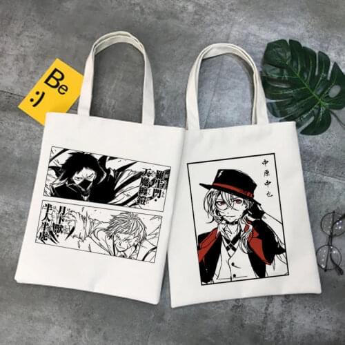 Bungou Stray Dogs shopping bag jute bag eco shopper cotton tote bag fabric bolsa compra woven sac toile