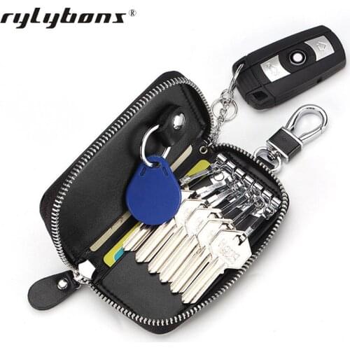 Key Case for Car subaru WRX Leather shell Keychain Zipper bag for Mazda 5 MX-5 Covers for Honda Fit Key Housekeeper Organizer