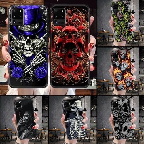 Skeleton Hand Skull Rose Phone case For Samsung Galaxy Note 4 8 9 10 20 S8 S9 S10 S10E S20 Plus UITRA Ultra black art shell 3D
