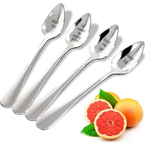 4PCS Fruit Spoon Letters Design Dessert Spoon Serving Spoon For Grapefruit Coffee Spoon For Wedding Guests Party Favors Present