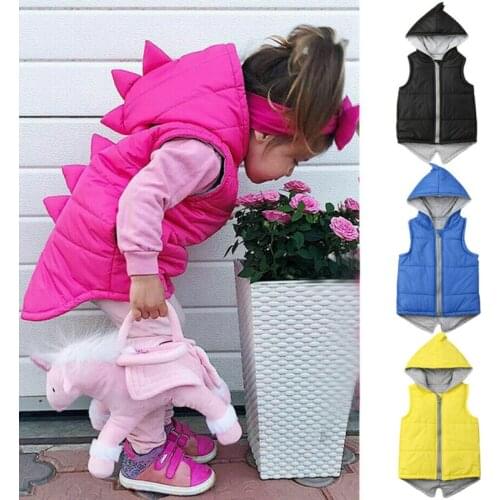Infant Kids Baby Girls Pink Hoodies Dinosaur Zip Hooded Jacket Coat Vest Tops