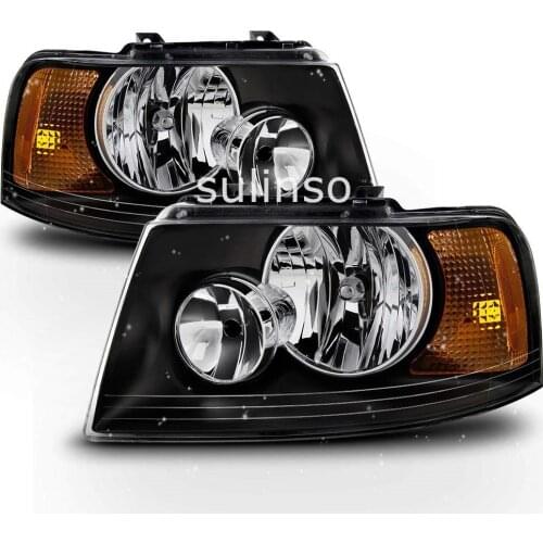 Sulinso Black For 2003-2006 Ford-Expedition Headlights Headlamps Aftermarket 03-06 Driver + Passenger Side Accessories