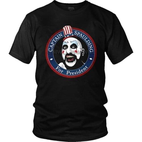 Captain Spaulding For President T Shirt Mens Cotton T-shirt Streetwear Tshirt Short Sleeve Horror Film House of 1000 Corpses Tee