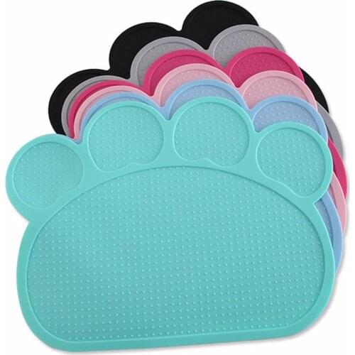 HobbyLane 30x40cm Cartoon Paw Shape Nonslip Silicone Pad Waterproof Pet Litter Mat for Dog Cat Feeding Accessories