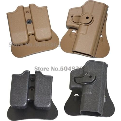 IMI Defense Polymer Retention Roto Right-Handed Glock Holster Set With Double magazine Pouch Airsoft Gun Holster Fit GLOCK 17/19