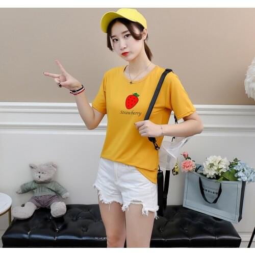Korean Women Tee Shirt Clothes for Teens Ladies Clothing Black Top Short Sleeve Tees 2021 Fashion Women Shirts