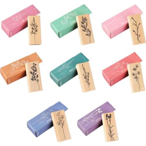 Creative Flowers Plants Wooden Stamp Aesthetic Plants Patterns Rubber Stamps Christmas Birthday Cards Making Supplies