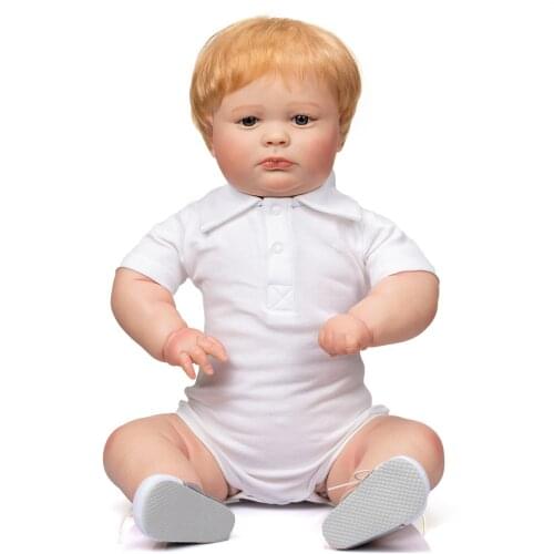 NPK 60CM Reborn Joseph Awake Cute Fat Baby Boy Doll Top Quliaty Hand-made Doll with 3D Look Visible Veins Collectile art doll