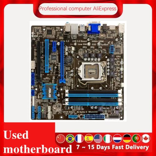 For ASUS P8H77-M Computer Motherboard LGA 1155 DDR3 For Intel H77 P8H77 Desktop Mainboard SATA II PCI-E X16 Used