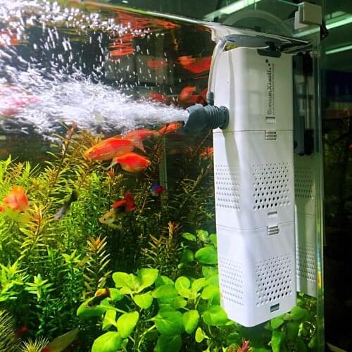 SUNSUN 4 In 1 Multi-function Aquarium Filter Internal Sponge Filter for Fish Tank Submersible Water Pump Wave Maker Air Aerator