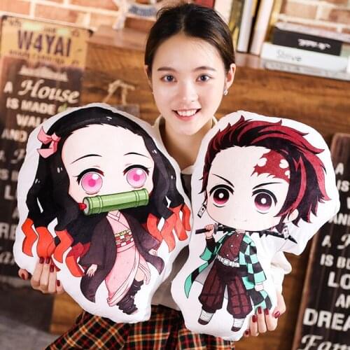 Stuffed Demon Slayer Pillow Kamado Tanjirou Nezuko Agatsuma Zenitsu Hashibira Inosuke Figure Cushion Cotton Pillow Gift For Kids