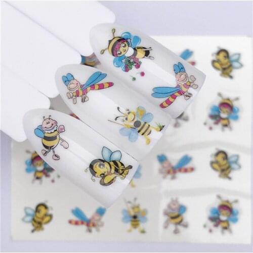 Bee Butterfly Nail stickers art decorations slider adhesive Water Transfer decals manicure lacquer accessoires polish foil