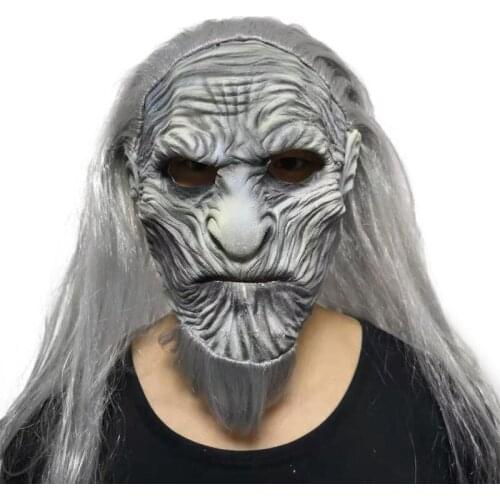 New Long Hair Night King Mask Headgear Halloween Horror Latex Night King Mask Mascara Lavable Night King Cosplay Props