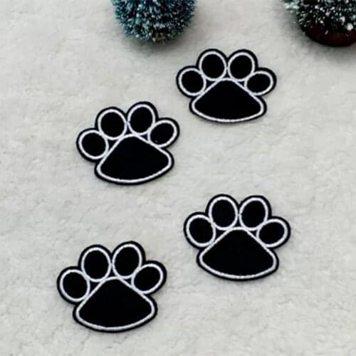 1PC Black Dog Paw Print Shape Embroidery Ironing Patches Sticker For DIY Clothes Decoration Patch repair About 5.1x4.2cm