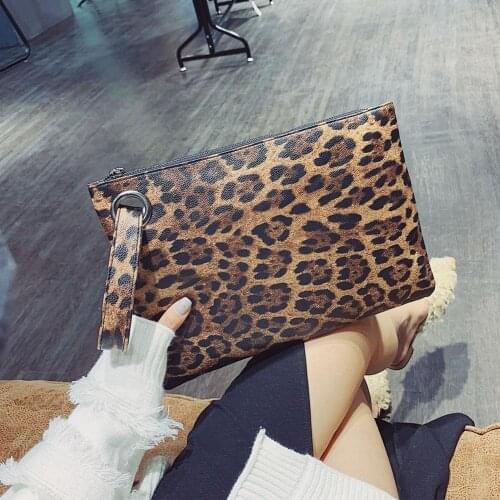 Portable Square Leopard Printed Wristlet Clutch Women Casual PU Leather Coin Phone Pouch Wallet torebki damskie