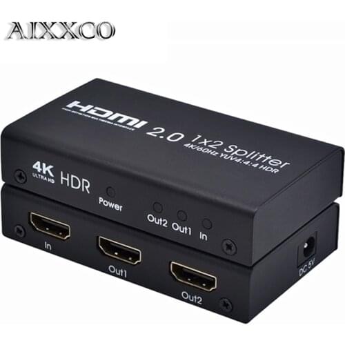 AIXXCO 4K UHD HDMI Splitter 2.0 1x2 HDMI 2.0 Splitter 1.4 HDR Splitter HDMI 2.0 4K HDMI2.0 Splitter For DVD PS3 PS4