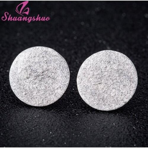 Shuangshuo New Design Fashion Simple Round Stud Earrings For Women Circle Earrings Geometric Jewelry Valentines Day Gift brinco