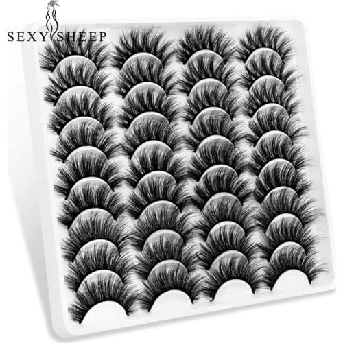 SEXYSHEEP 5/8/18Pairs Thick False Eyelashes Dramatic Fake Eyelash Handmade Faux Mink Lashes Natural Eyelash Extension Reusable M