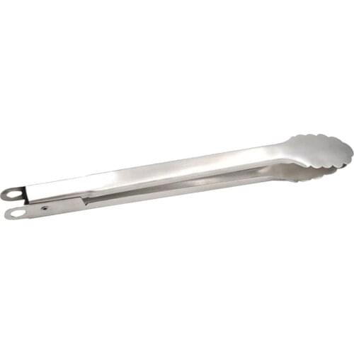 Stainless Steel Tongs - Kitchen Food Baking Bread Clamp - BBQ Grilling Barbecue Tong - Silver, 32cm X 3.8cm