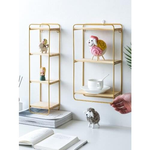 Nordic Wrought Iron Storage Rack Creative Wall Shelf Wall Mounted Decoration Shelf Organizer Living Room Bedroom Home Decor