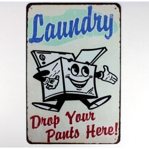 Laundry Drop Your Pants Here Decor Bar Pub Home Vintage Retro Metal Tin Sign(Visit Our Store, More Products!!!)