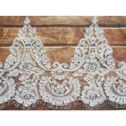 Wedding Dress Embroidered Lace Fabric Trimming With Cord Boarder DIY Veil Lace Trim 10 Yards