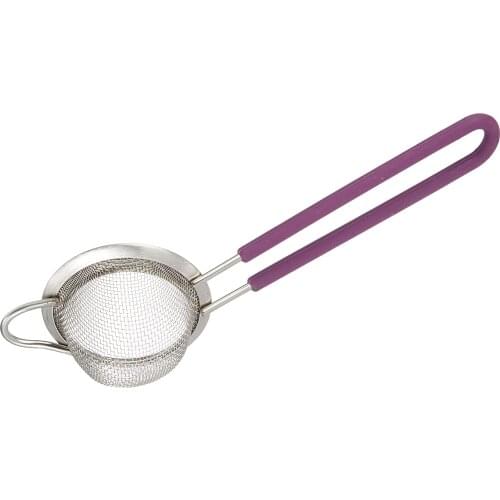 Tantitoni Purple Silicone Handle Stainless Steel Tea Strainer 6Cm MESH HTD10DM