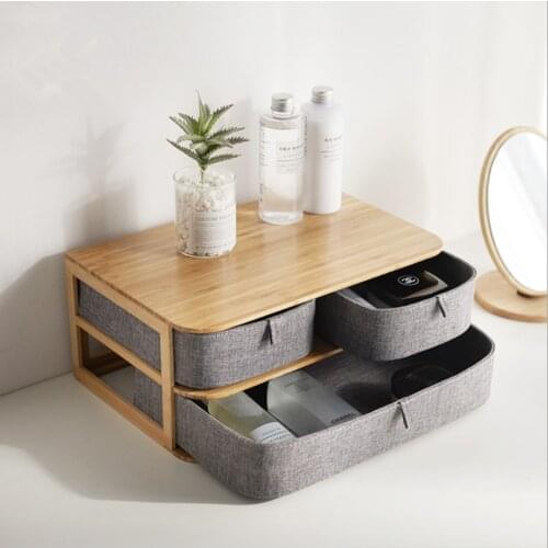 Drawer Storage Box Home Decoration Storage Cabinet Bamboo Wood Oxford Cloth Storage Box Multi-layer Simple Nordic Chest of Drawe