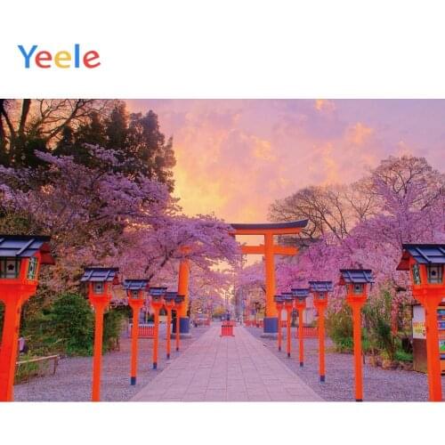 Yeele Red Door Cherry blossoms Scenery Torii shrine Portrait Photography Backgrounds Photographic Backdrops For Photo Studio