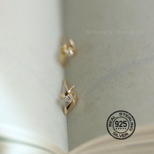 925 Silver Earrings For Women Gold Zircon Geometric Retro Design Simple Fashion Girl Luxury Jewelry INEFFA Anti-Allergic Design