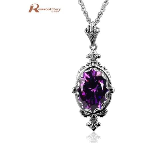 Trendy Amethyst Necklace Pendant For Women Real 925 Sterling Silver Gemstone Pendant Antique Silver 925 Jewelry Handmade 2020