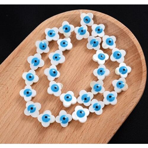 10/15mm Natural Sea Shells Cute Flower Shape Evil Eye Shell Beads For DIY Jewelry Making Necklace Bracelet Earrings Accessories