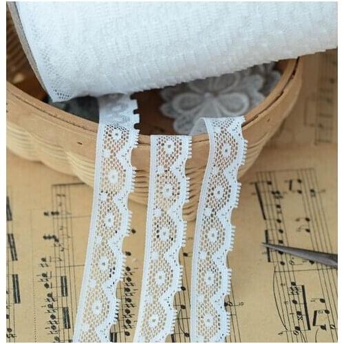 10 Meters/lot 1.5cm Width Free shipping High Quality Off White Lace Ribbon Embroidery DIY Net Lace Fabric No Elastic