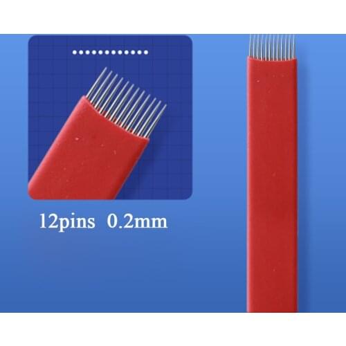 10pcs Permanent Makeup Tattoo Fog Needle 12/14 pins Sterilized Disposable 0.2mm Microblading Blade for Eyebrow Eyeliner Lip