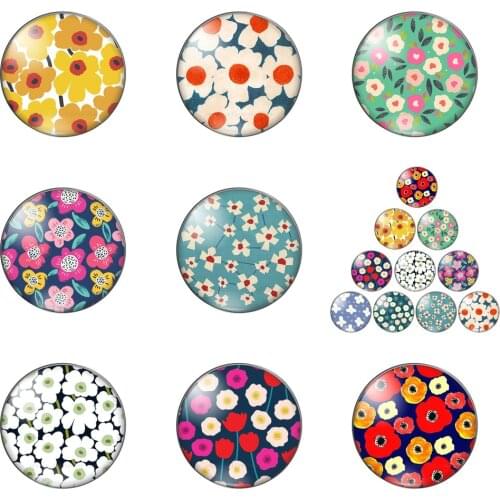 Flower Background Paintings 10pcs 12mm/18mm/20mm/25mm Round Photo Glass Cabochon Demo Flat Back Making Findings
