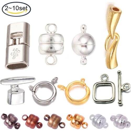 2~10 Set Silver Color Plated Brass T Bar Hook Clasps, with Slider Beads/Slide Charms, about 21mm wide hole: 8~9mm long, 5mm wide
