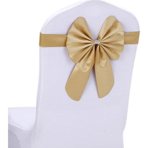 20pcs/lot Red/Silver/Yellow 16 Colors Wedding Party Decoration PU Leather Chair Bow Knot For Hotel Banquet Chair Back Decor