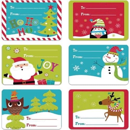 250PCS Christmas Self Adhesive Gift Tag Stickers Santa Snowmen Xmas Tree Deer New Year Decorative Presents Labels