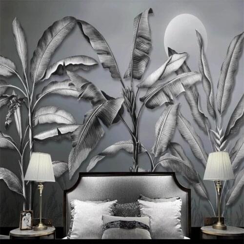 Milofi custom 3D wallpaper Nordic style black and white banana tree living room bedroom background wall decoration wallpaper mur