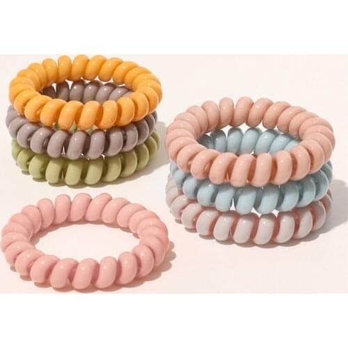 5PCS Elastic Hair Bands Colored Telephone Wire Girls Hair Accessories Ponytail Holder Rubber Bands Gum for Hair Women Headwear