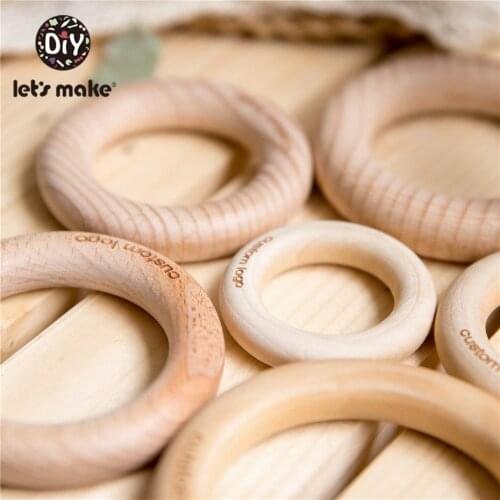 LetS Make Baby Teether 50Pc Beech Bpa Free Wooden Teether Baby Product Diy Crafts Teething Toys Customize Engraved Wooden Ring