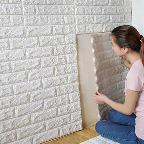 70*77cm 3D PE Foam Stone Brick Panel Wall Stickers Home Decor Living Room Bedroom Kids Safty Art Mural Self Adhesive Wallpaper