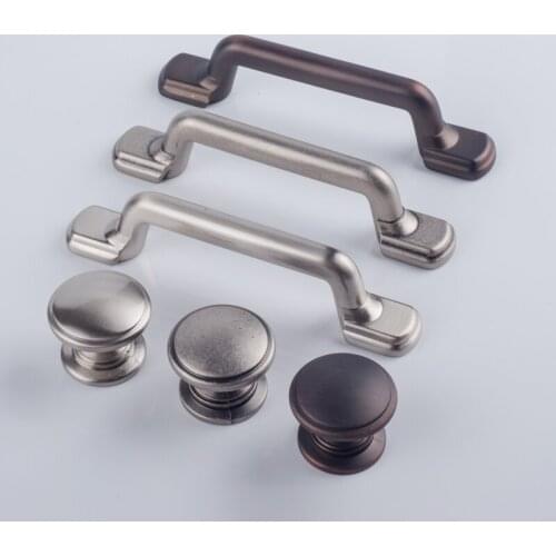 76mm American retro style antique silver black copper kitchen cabinet cupboard handle stain nickel drawer shoe cabinet knob 3"