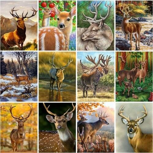 5D DIY Full Square Drill Diamond Painting Deer Animal Diamond Embroidery Cross Stitch Kit Mosaic Resin Gift Wall Art Home Decor