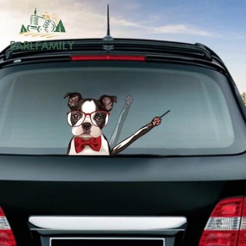 EARLFAMILY 20cm for Cartoon Dog Wiper Car Stickers Auto Car Accessoires Decal Funny Sunscreen Vinyl Graffiti Windows Sticker