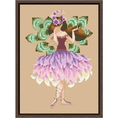 White clover fairy cross stitch kit aida fabric 18ct 14ct 11ct flaxen linen cotton thread beads embroidery craft set
